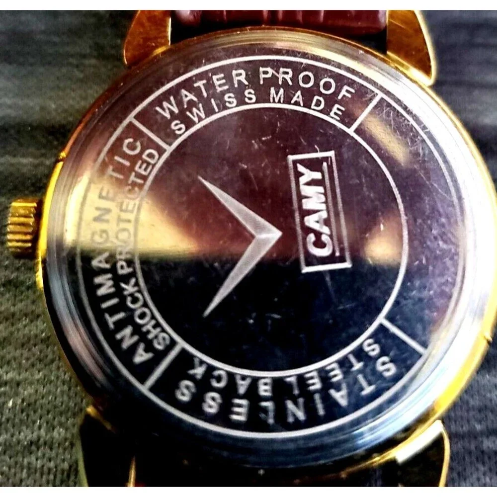 RARE Camy‎ Geneve  Mechanical Swiss Watch Restored Serviced GLD-BLK-BLK